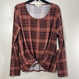 Above and beyond brown long sleeve top women’s size large